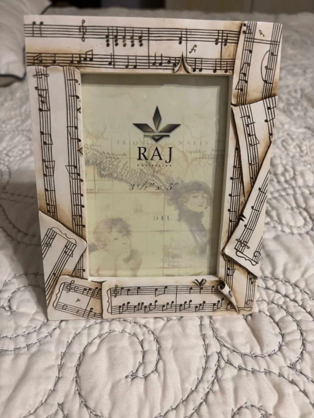 RAJ Cream and Brown Sheet Music Decorative Photo Frame